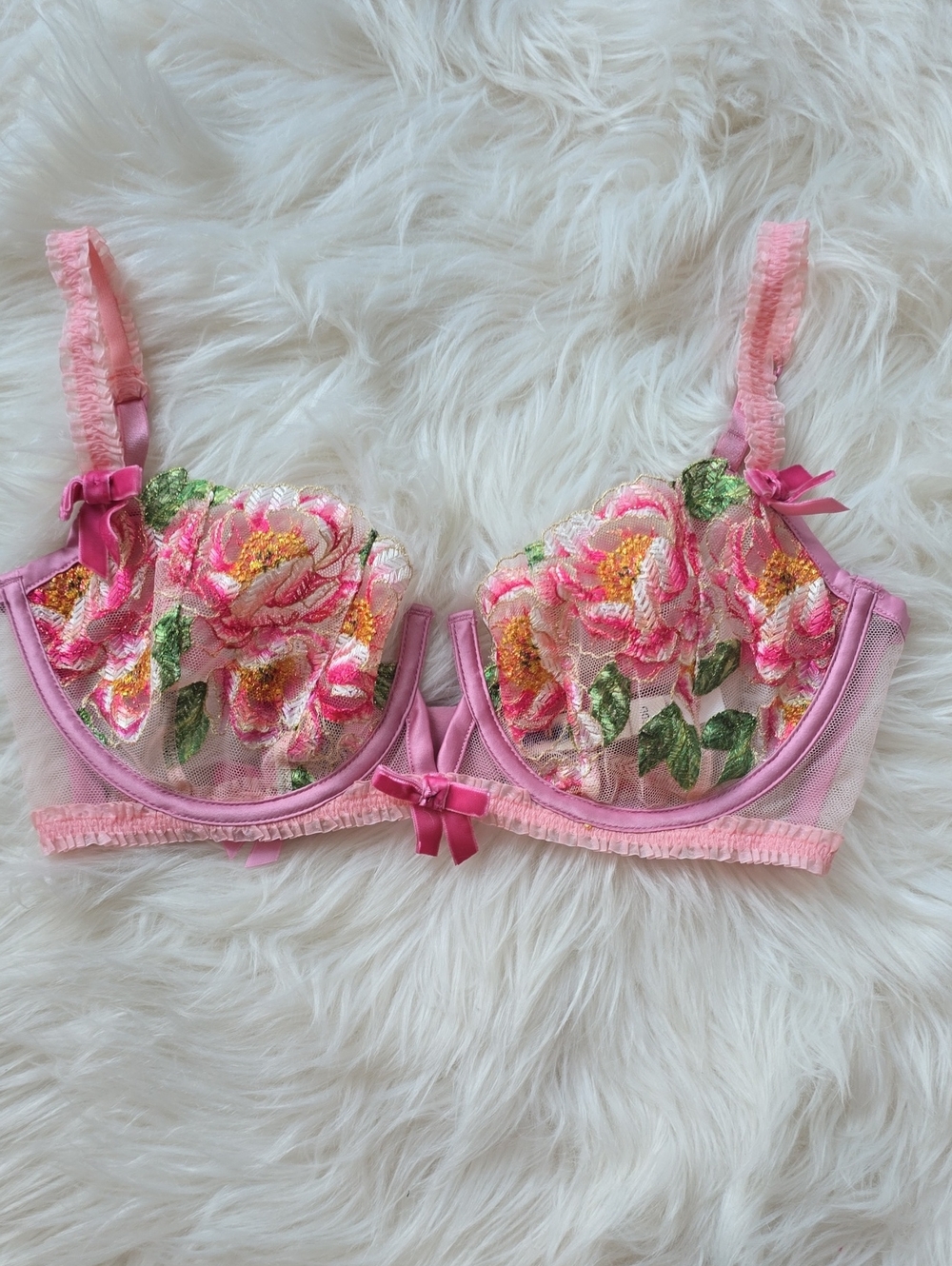 For Love & Lemons Needle Point Roses Underwire Bra Small DD